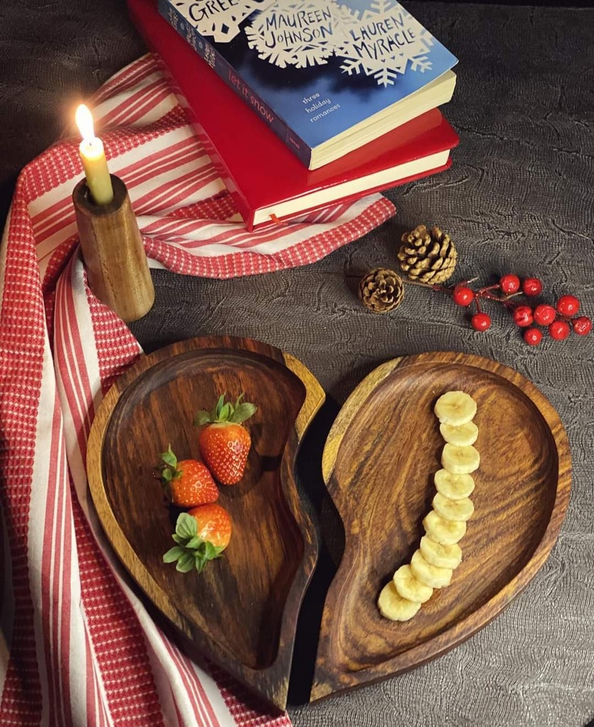 Handmade Egyptian Wooden Heart Plate 2 p