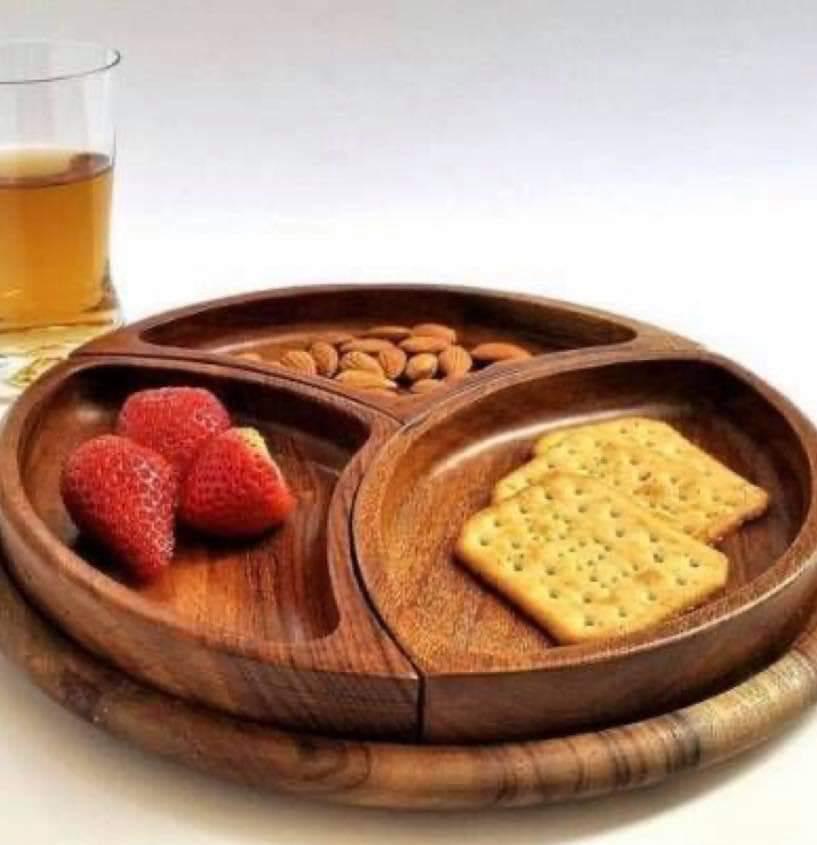 Elegant Handmade Wooden Serving Tray 4 p