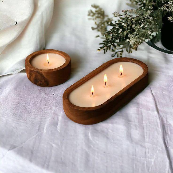 Handmade Egyptian Wooden Candels Tray 2 p