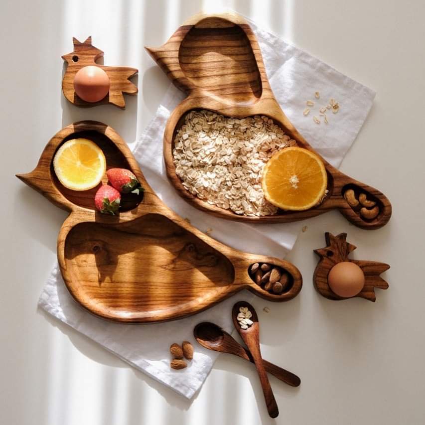Handmade Egyptian Wooden Children Tray Set of 6