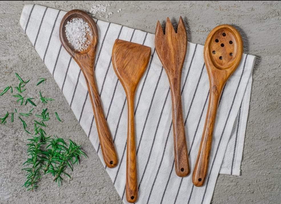 Handmade Egyptian Wooden Kitchen Tools Set of 4