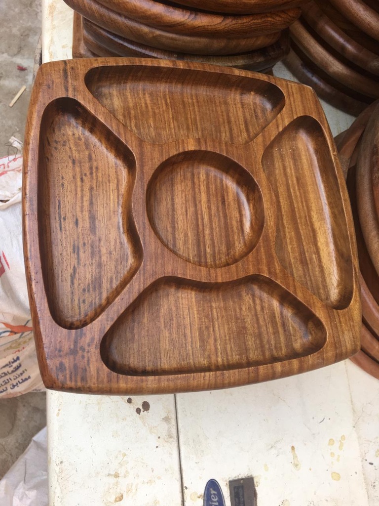 5 Sections Handmade Egyptian Wooden Decorative Plate Nuts